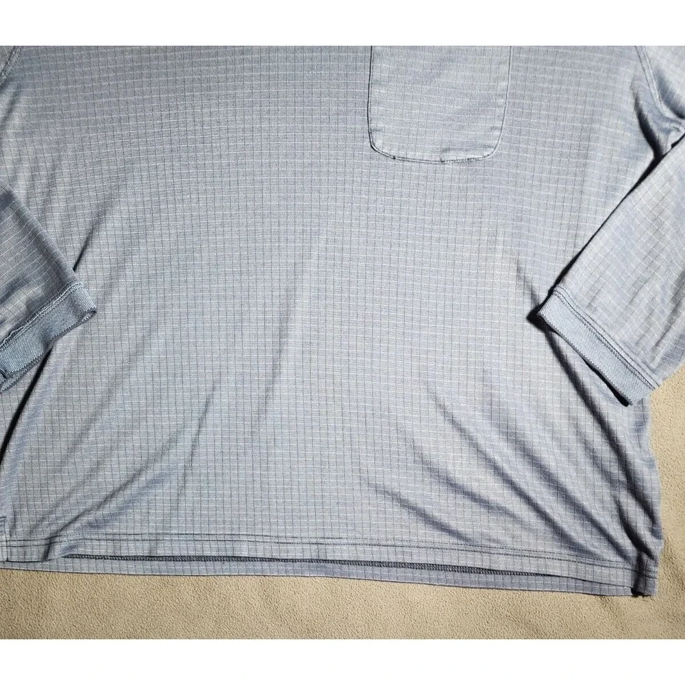 Haggar Polo Shirt Men XL Blue Collared Long Sleeve Quarter Buttons